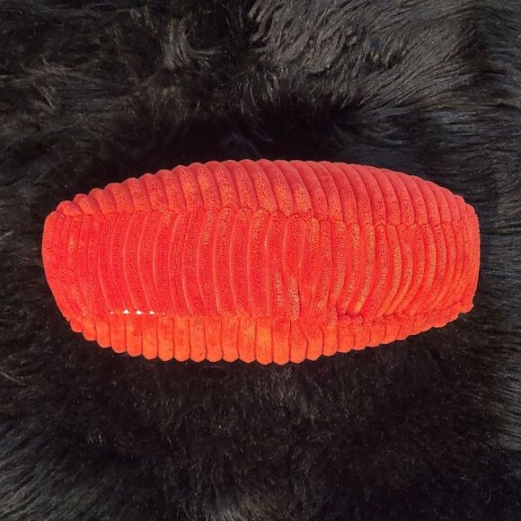 Red Faux Fur Heart Shaped Throw Pillow, 12.5"x 9.5"x 4" thick - Picture 5 of 9